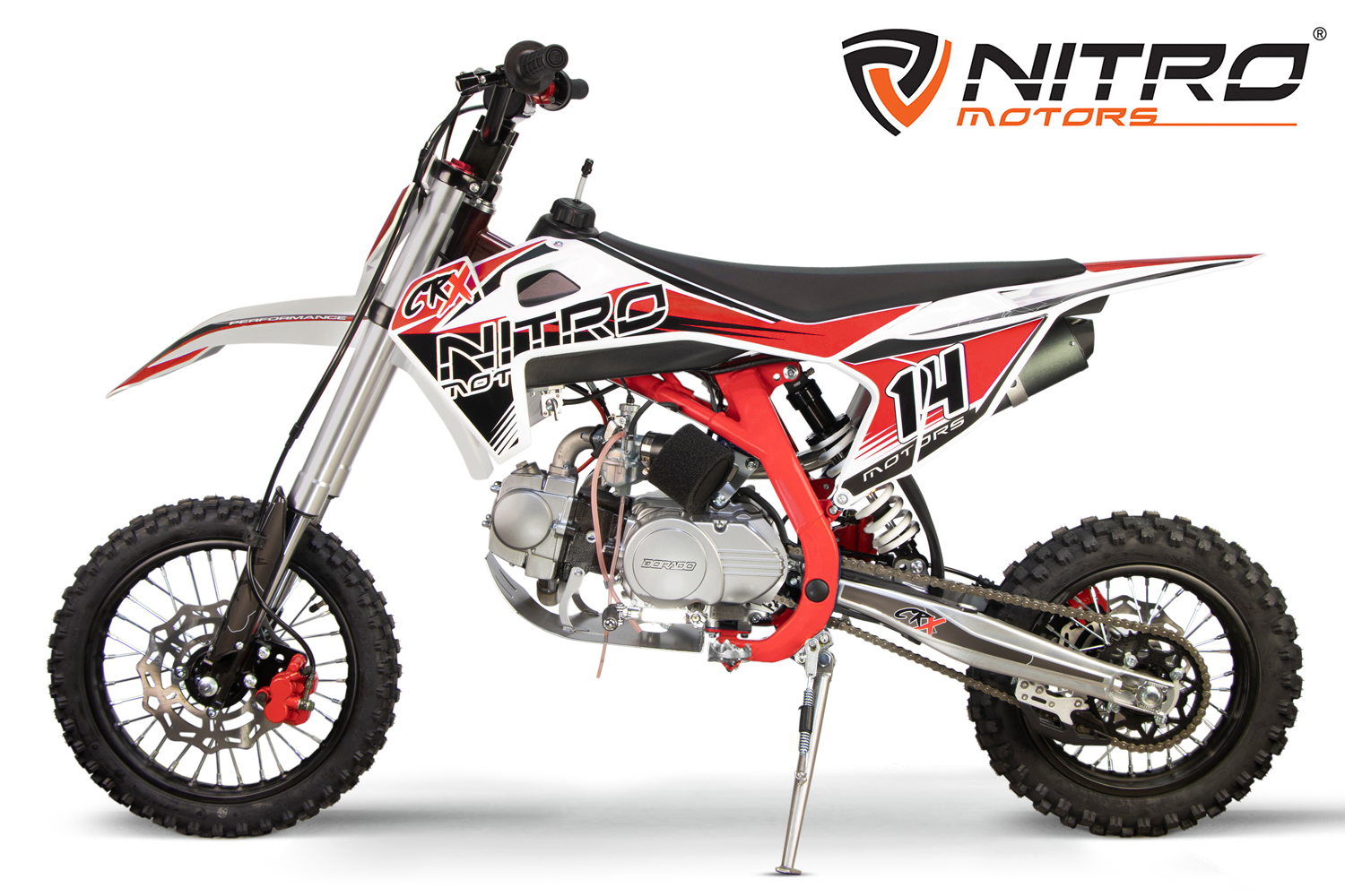 NITRO MOTORS 125cc midi Kinder Motorrad CRX Bro 14/12 Zoll, Kinder Motorcross Bike