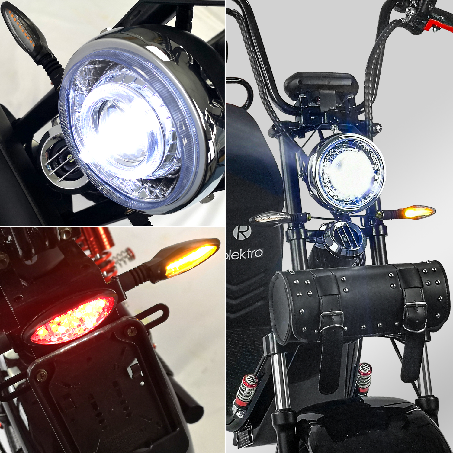 Rolektro E-Chopper, E-Cruiser 45 Lithium, Schwarz, Elektro-Chopper 1500 Watt, Elektro-Roller