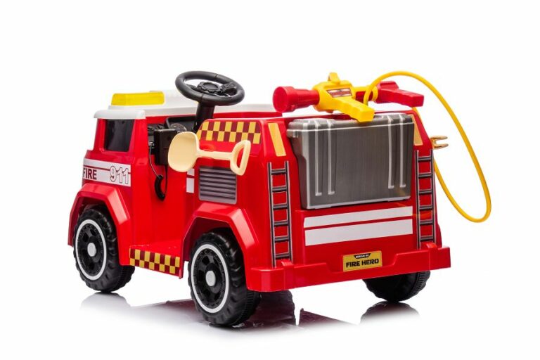 Kinderfeuerwehr mit Wasserspritze und Sirene, Elektrofeuerwehr für Kinder, Feuerwehr mit viel Ausstattung