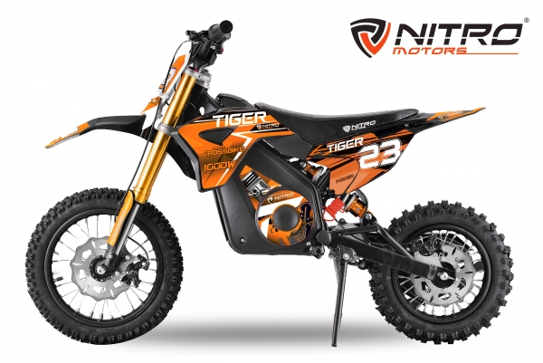 Kinder Crossbike Nitro Motors Tiger Eco Dirtbike DLX 12 Zoll - Motorcross Kids 1000 Watt