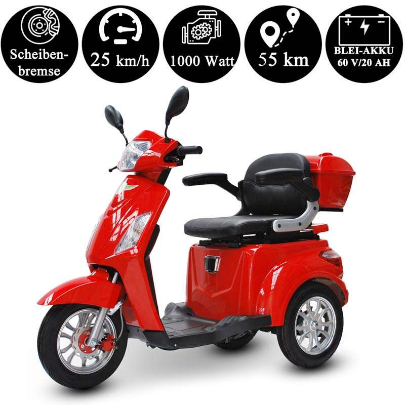 Elektro 3 Rad Roller Eco Engel 500, Seniorenroller, Elektromobil mit 1000 Watt und 15 km/h