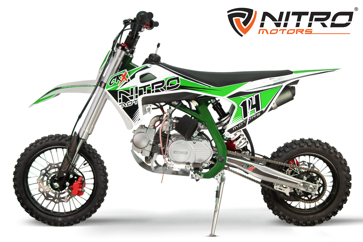 NITRO MOTORS 125cc midi Kinder Motorrad CRX Bro 14/12 Zoll, Kinder Motorcross Bike
