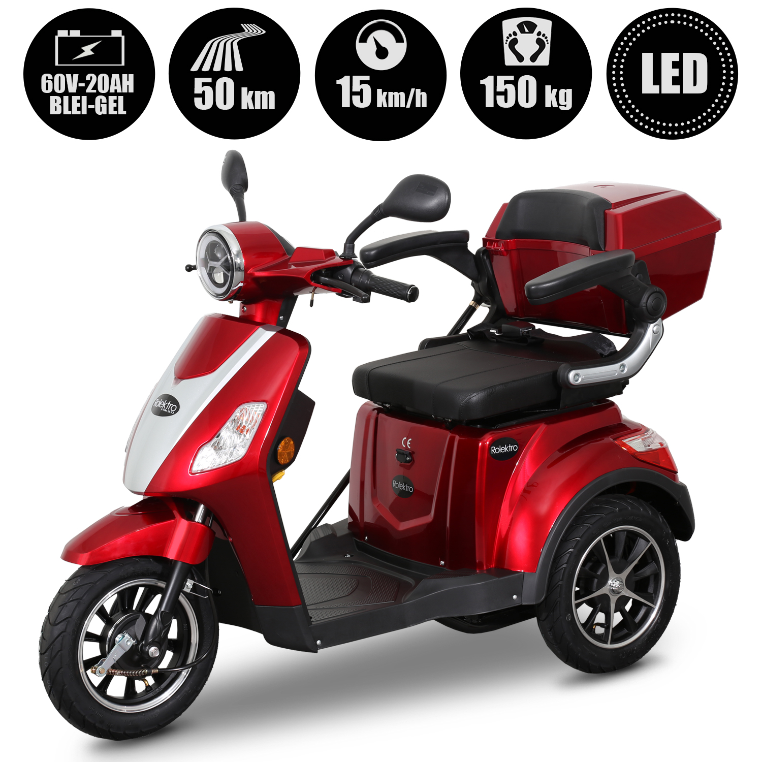 Rolektro E-Trike 15 V.2 Blei-Gel - 3 Rad Elektro Seniorenmobil bis 15 km/h