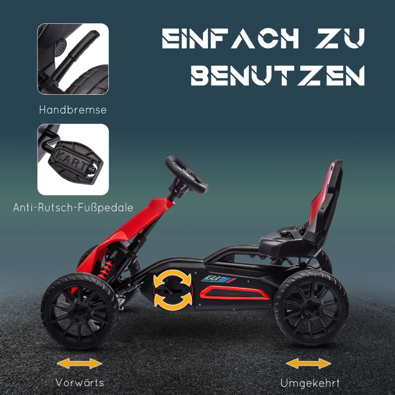 HOMCOM Go-Kart – Pedal-Kettcar mit Vorwärts- & Rückwärtsgang