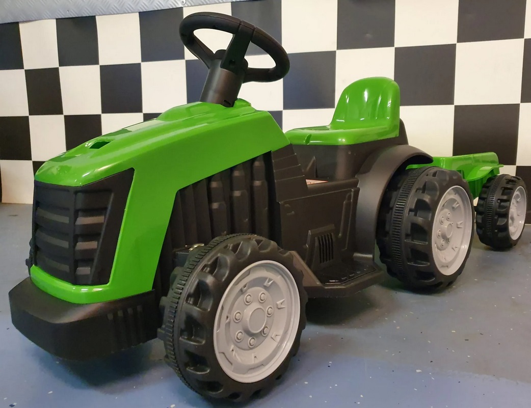 Elektro Kinderfahrzeug Traktor, Kindertraktor mit Anhänger, Elektro-Traktor mit Anhänger max. 3 km/h