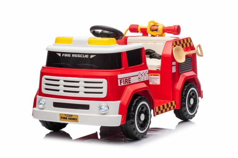 Kinderfeuerwehr mit Wasserspritze und Sirene, Elektrofeuerwehr für Kinder, Feuerwehr mit viel Ausstattung