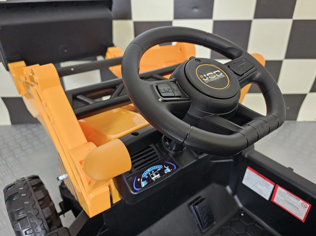 Elektro Kinderbagger - Elektrobagger JCB mit 2 Schaufeln, Schaufelbagger, Elektro-Kinderfahrzeug für die Baustelle, Kinder Elektrotraktor