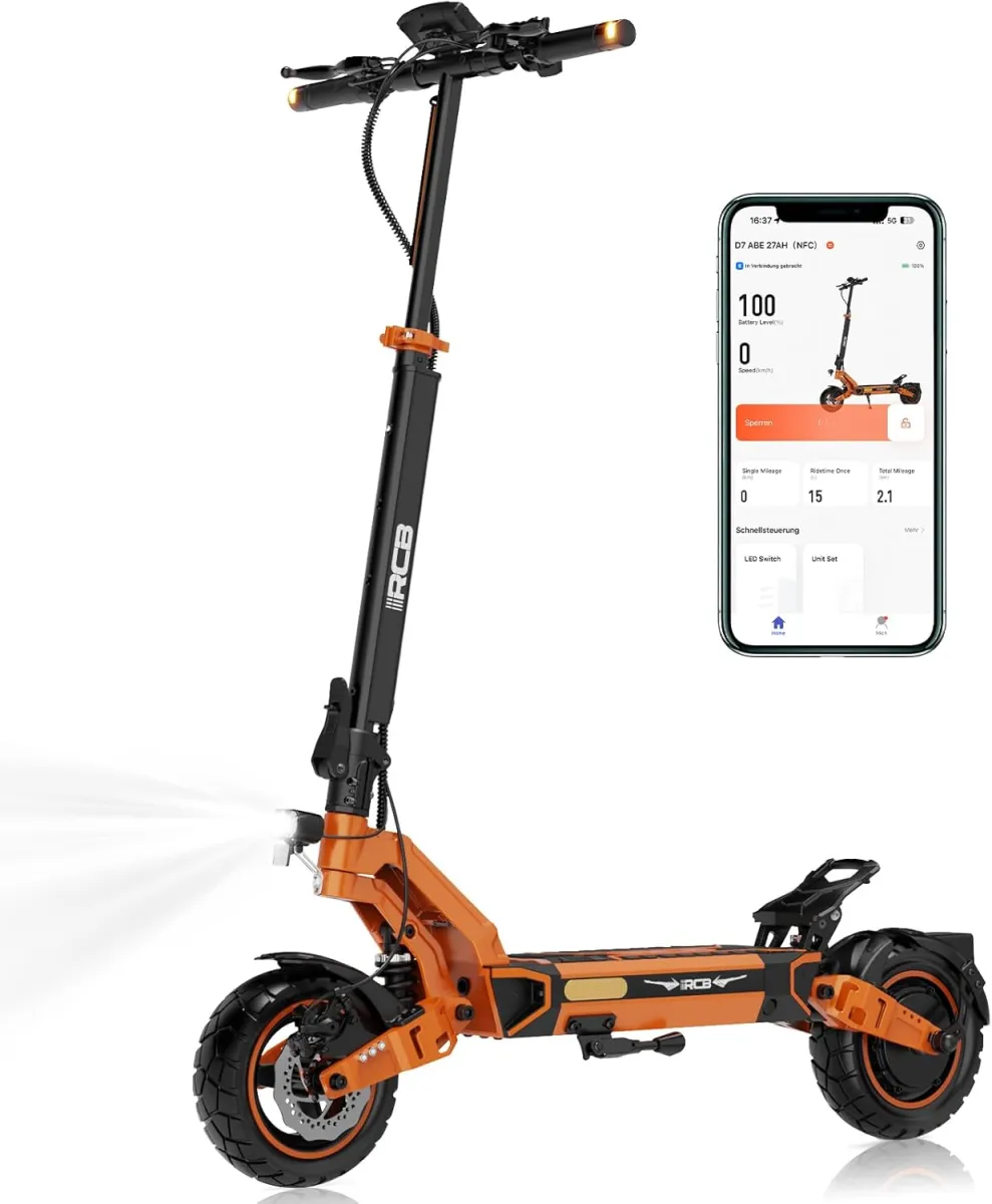 Elektro-Scooter RCB D7 Pro Ultra E-Scooter 27Ah NFC mit Straßenzulassung bis 120 km Reichweite