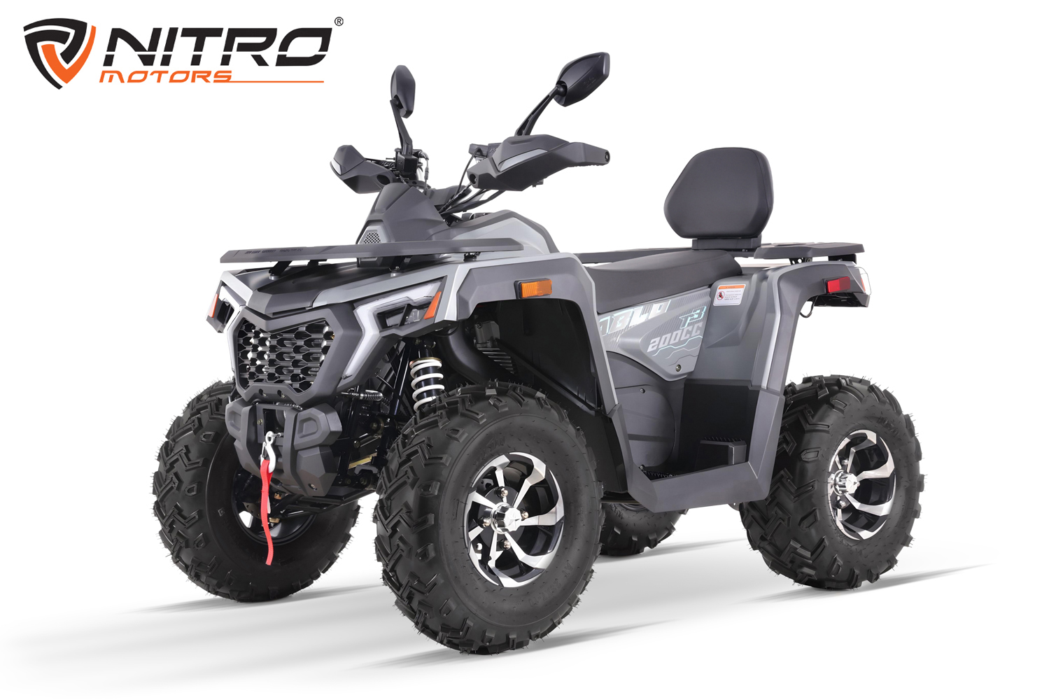 NITRO MOTORS 220cc Maxi Quad Quablo 220 VX CVT Platin mit Seilwinde & Anhängerkupplung