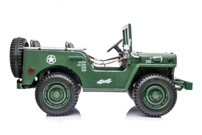 Für 3 Kinder Elektro-Kinderauto ARMY Jeep 4x4 - Kinderfahrzeug 3 Sitzer