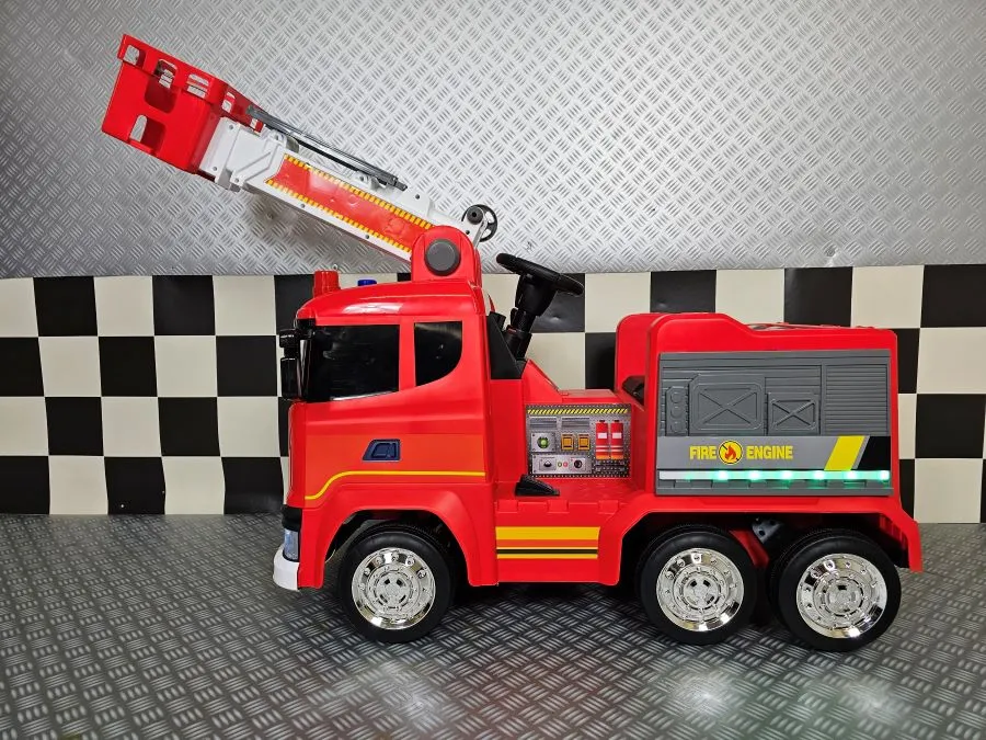 Elektro Kinderfahrzeug Feuerwehrauto Scania, Feuerwehr mit Wasserpistole und 4 Motoren, Allrad