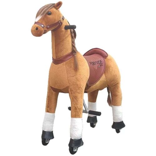 Pony Ride Spielpferd für Kinder 3–6 Jahre – mechanisches Reitpferd mit Sattel - Schaukelpferd mit Rädern