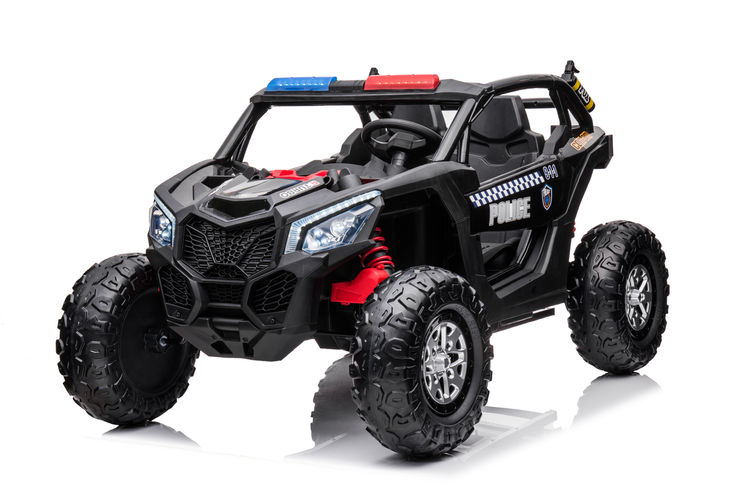 Kinder Elektroauto - Offroad Buggy Super Police UTV 2-Sitzer mit Allrad, Elektrofahrzeug für Kinder