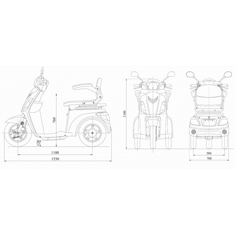 3-Rad Seniorenmobil VITA CARE Eco - Elektromobil für Senioren mit 25 km/h und 800 Watt, Elektroroller für Senioren