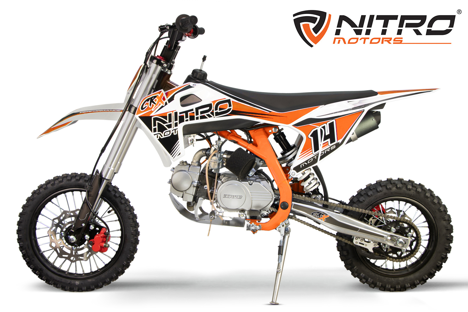 NITRO MOTORS 125cc midi Kinder Motorrad CRX Bro 14/12 Zoll, Kinder Motorcross Bike