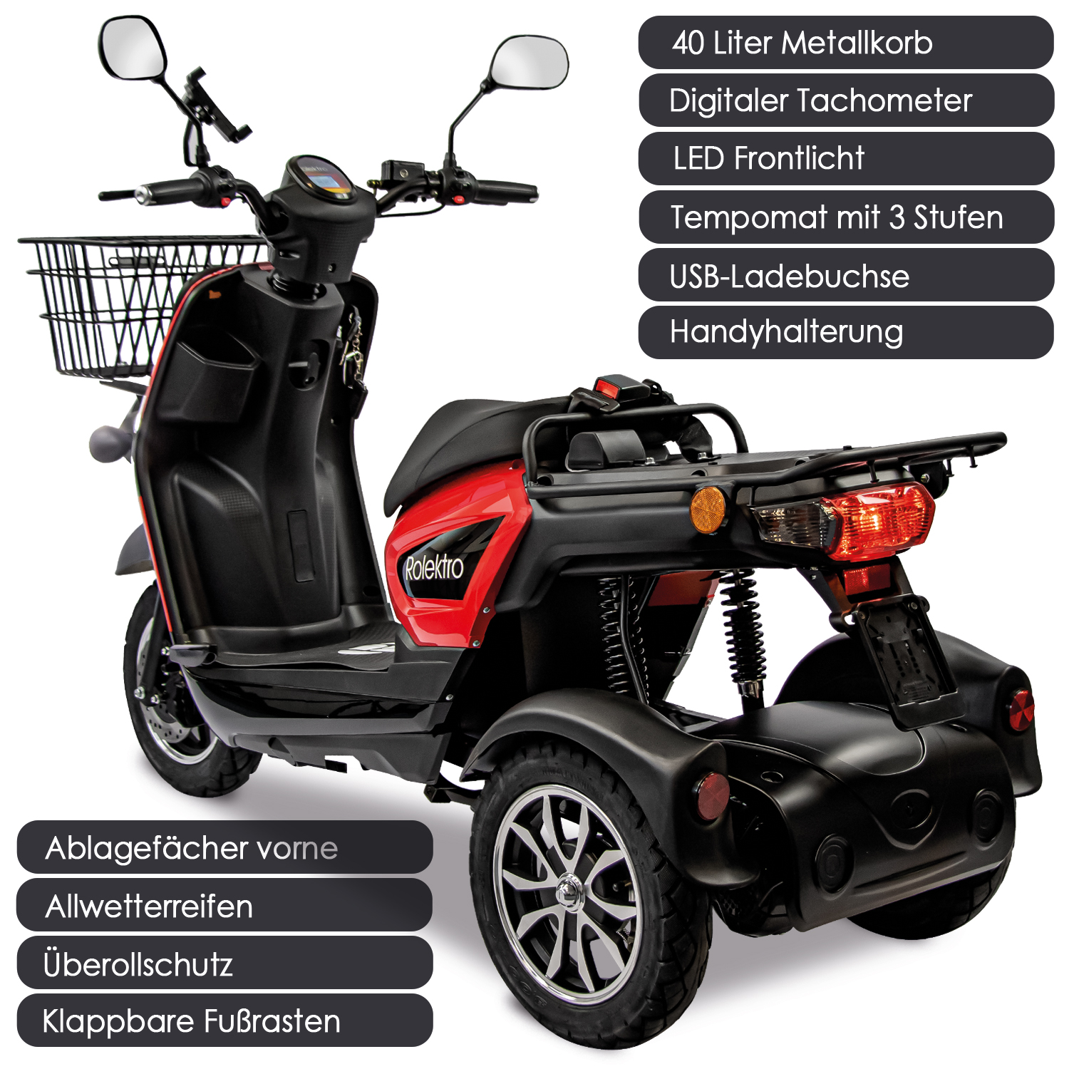 Rolektro E-Carrier 25 V.2 als Liefermobil, mit oder ohne Koffer, 2 Akku-Varianten