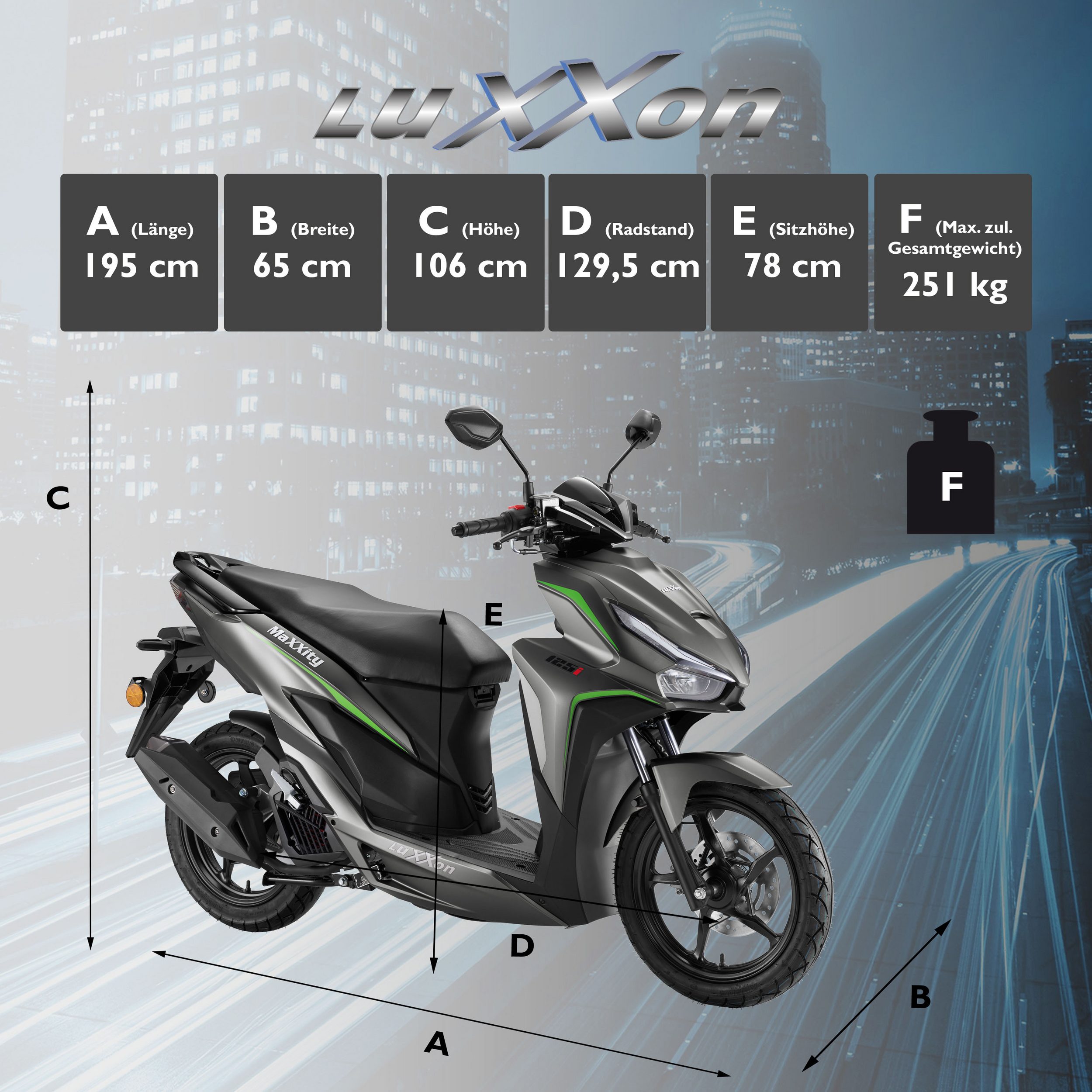 2. Wahl LuXXon MaXXity Benzin 125ccm Motorrad 80 km/h, Benzinmotorrad mit 8,2 PS, 1 Zylinder, 4-Takt