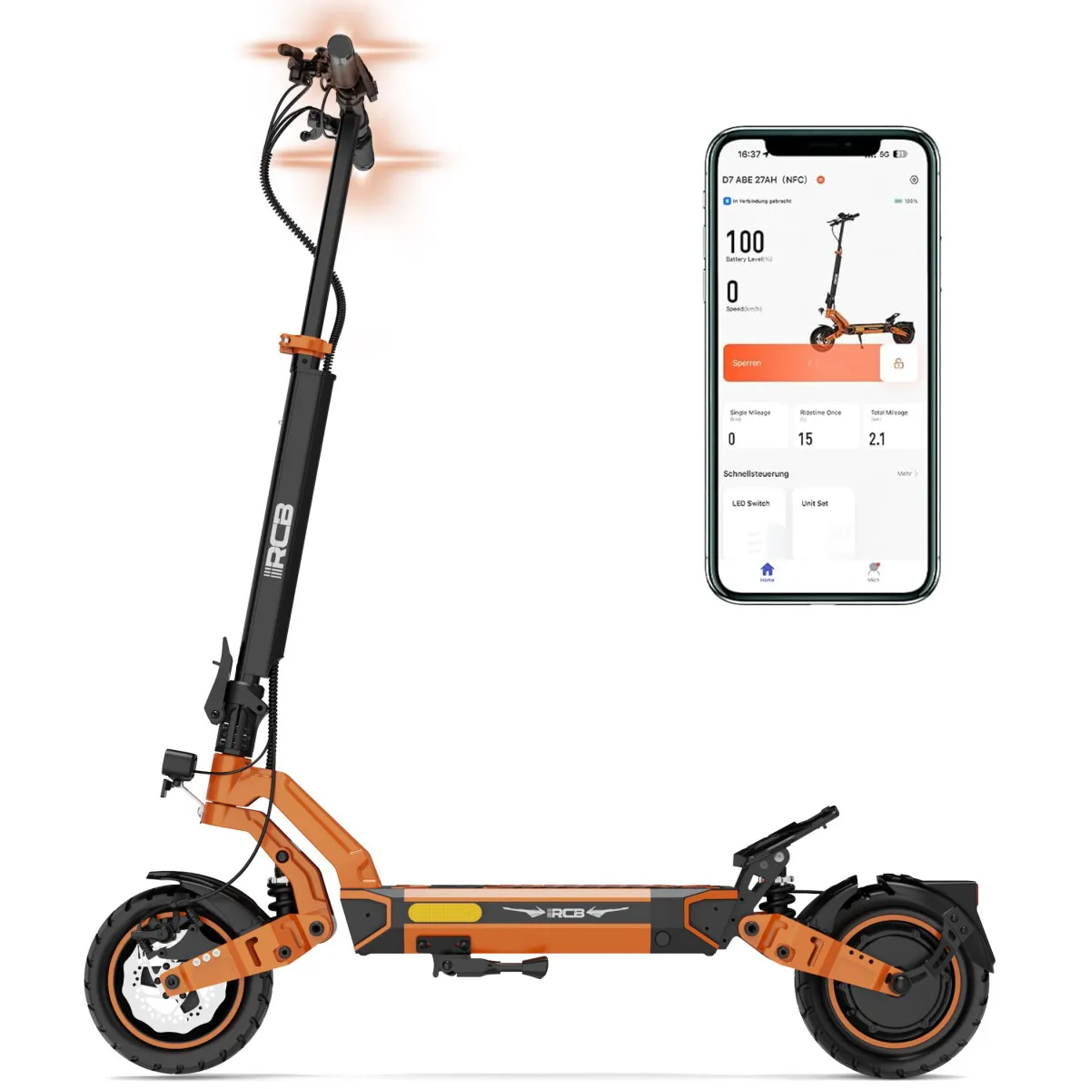 Elektro-Scooter RCB D7 Ultra E-Scooter 20.8Ah NFC mit Straßenzulassung bis 100 km Reichweite