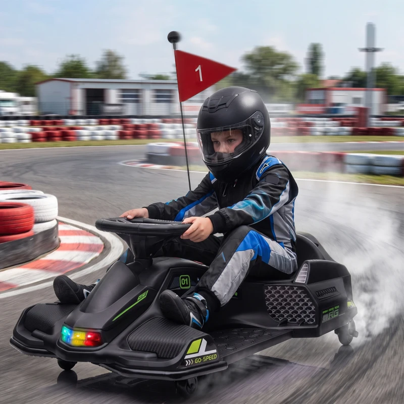 HOMCOM Elektrisches Go-Kart mit Gummiräder bis 8 km/h, Elektro-Gokart