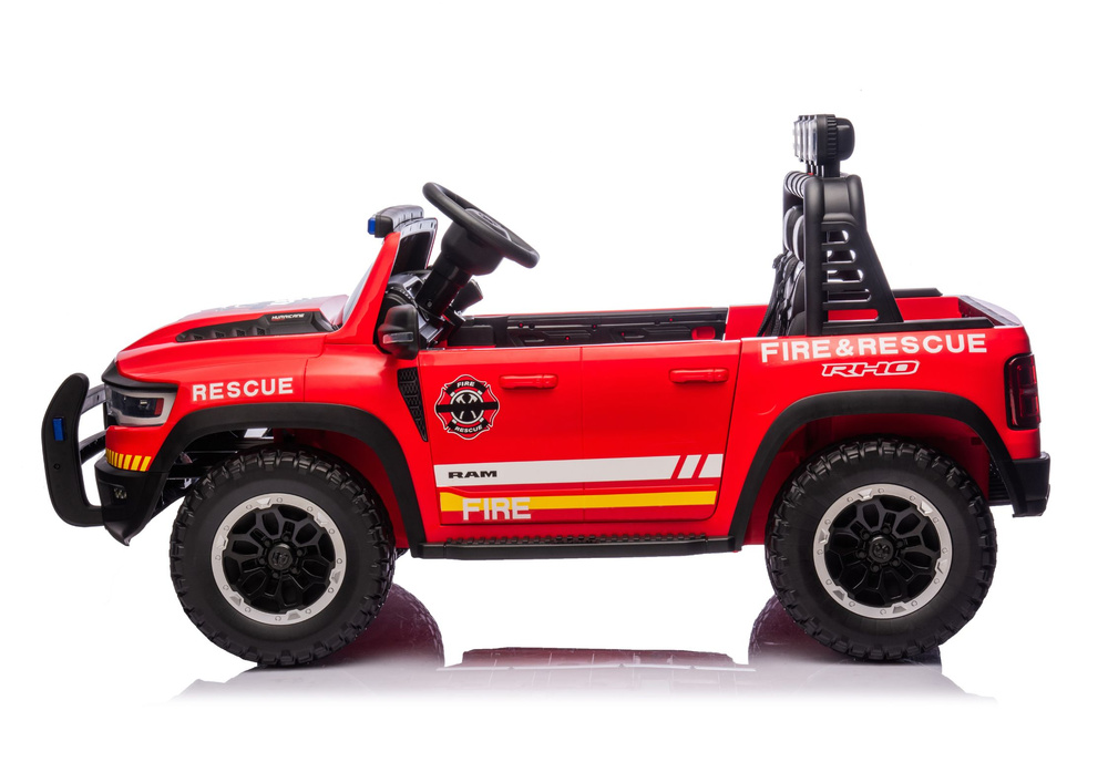 Kinder Elektrofahrzeug Fire Rescue, Kinderfahrzeug Feuerwehr RAM ZB629-F, 2-Sitzer Feuerwehrauto Allrad 4x100 Watt