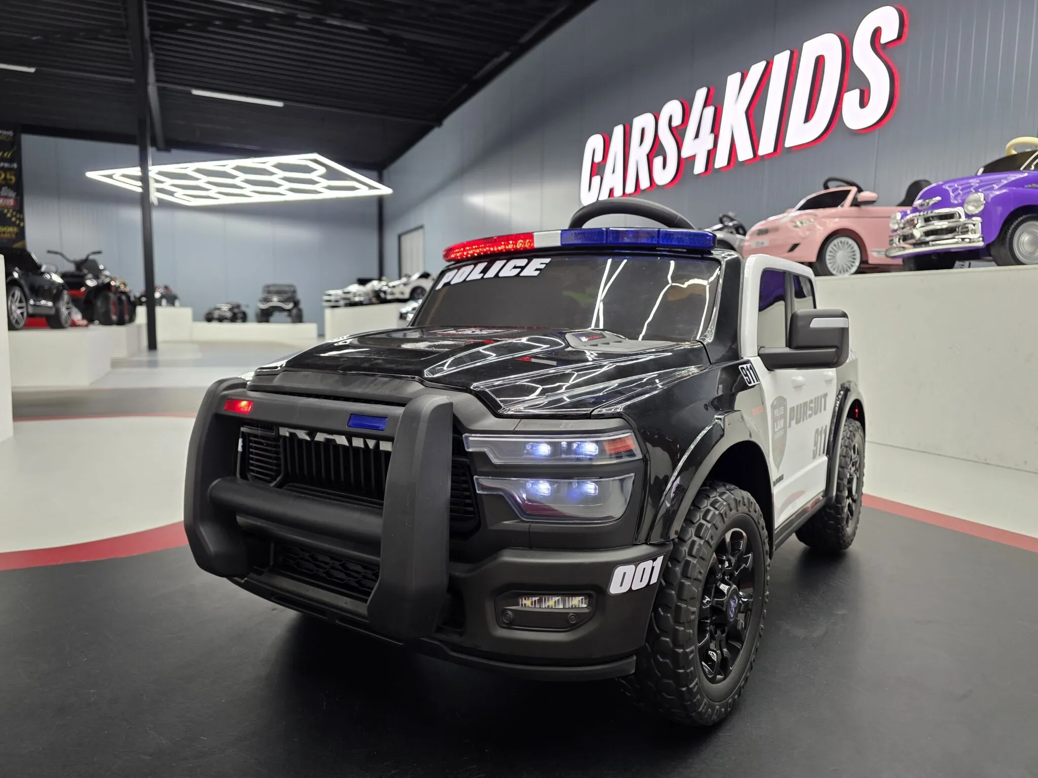Kinder Elektrofahrzeug Dodge RAM Polizei 911, Polizei-Kinderauto 2 Sitzer mit 2x45 Watt