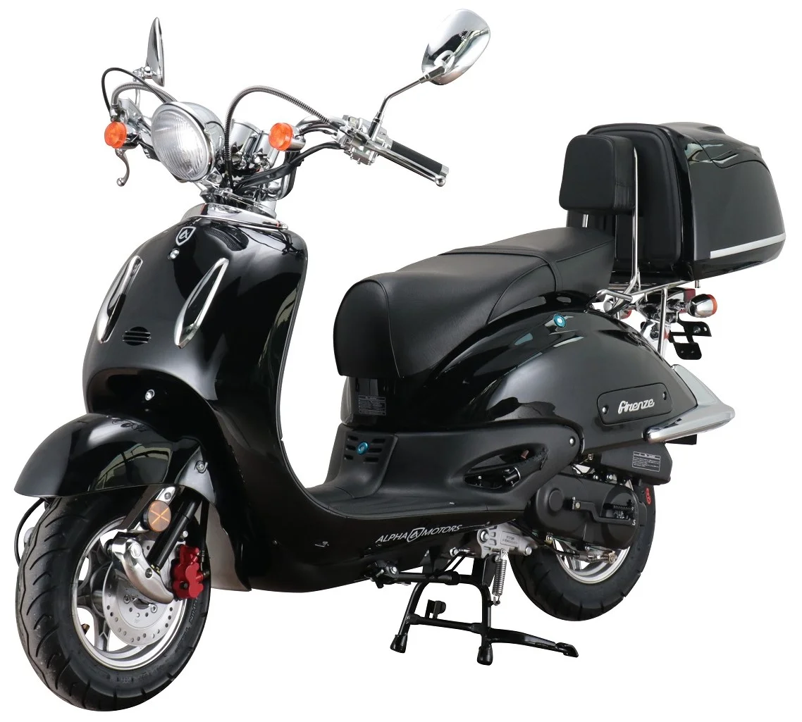 Motorroller Retro Firenze 125 ccm, 85 km/h, Benzin Retroroller mit Topcase EURO 5