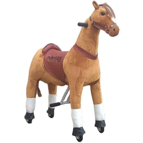 Pony Ride Spielpferd für Kinder 3–6 Jahre – mechanisches Reitpferd mit Sattel - Schaukelpferd mit Rädern