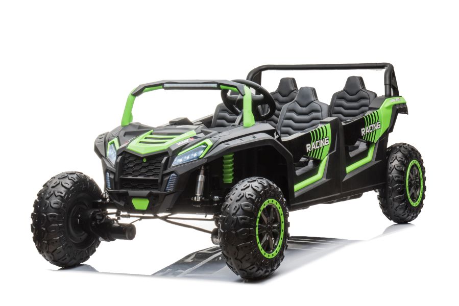 SUPER BIG XXL Elektrokinderauto 4-Sitzer 11 km/h, Kinderbuggy mit 4 Plätzen, 2x2-Sitzer Elektro Kinderfahrzeug, Elektro-Buggy für 4 Kinder