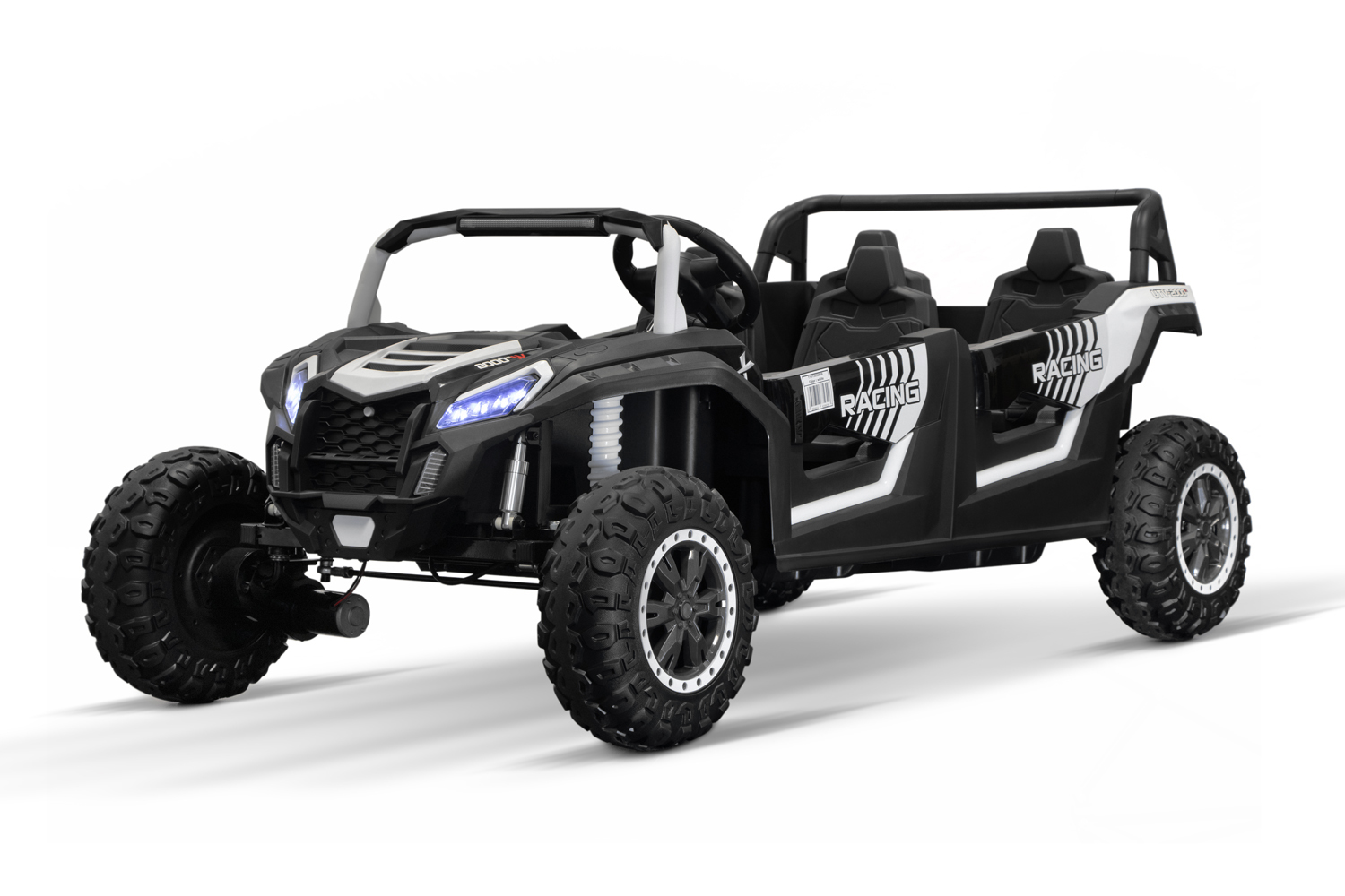 SUPER BIG XXL Elektrokinderauto 4-Sitzer 11 km/h, Kinderbuggy mit 4 Plätzen, 2x2-Sitzer Elektro Kinderfahrzeug, Elektro-Buggy für 4 Kinder