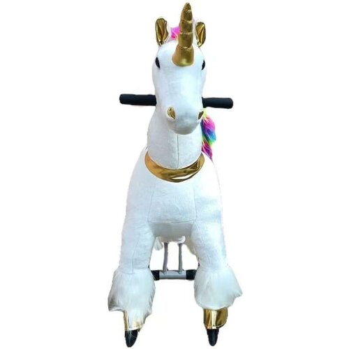 Pony Ride Einhorn für Kinder 3–6 Jahre – mechanisches Reitpferd mit Sattel - Schaukelpferd mit Rädern