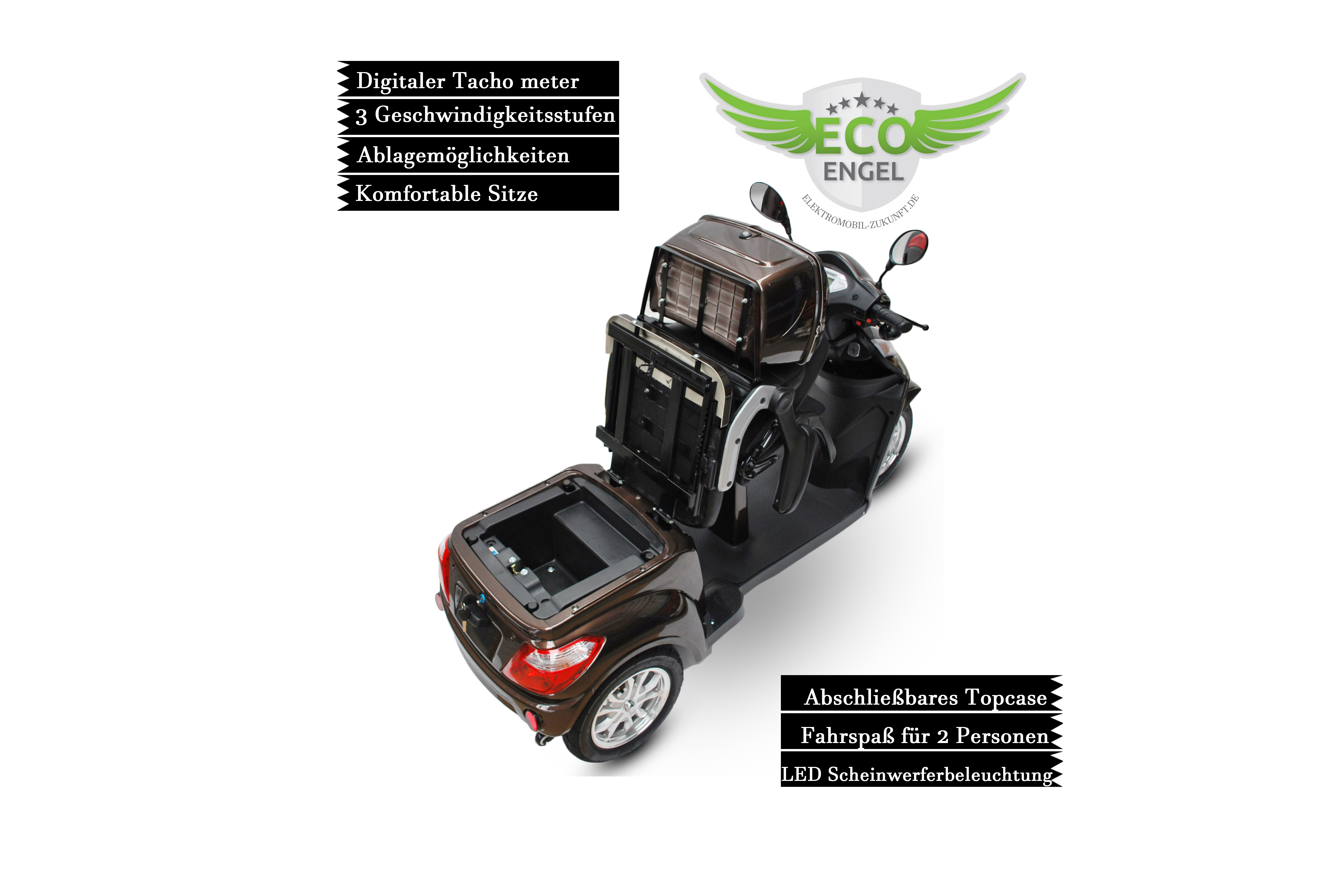 3 Rad Elektroroller DUO Doppelsitzer - Eco Engel 503 - Seniorenroller mit 2 Sitzen - 25 km/h (Blei/Lithium)