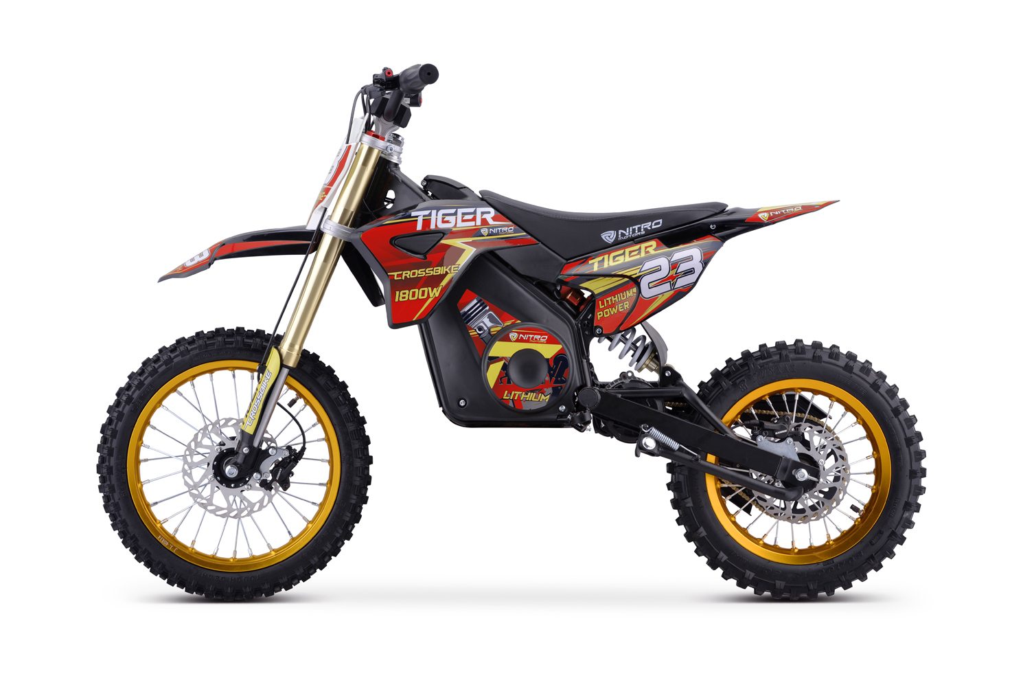 Nitro Motors E-Dirtbike Tiger 1800 Watt DLX 12 Zoll mit Lithiumakku, Kinderelektromotorrad Crossbike