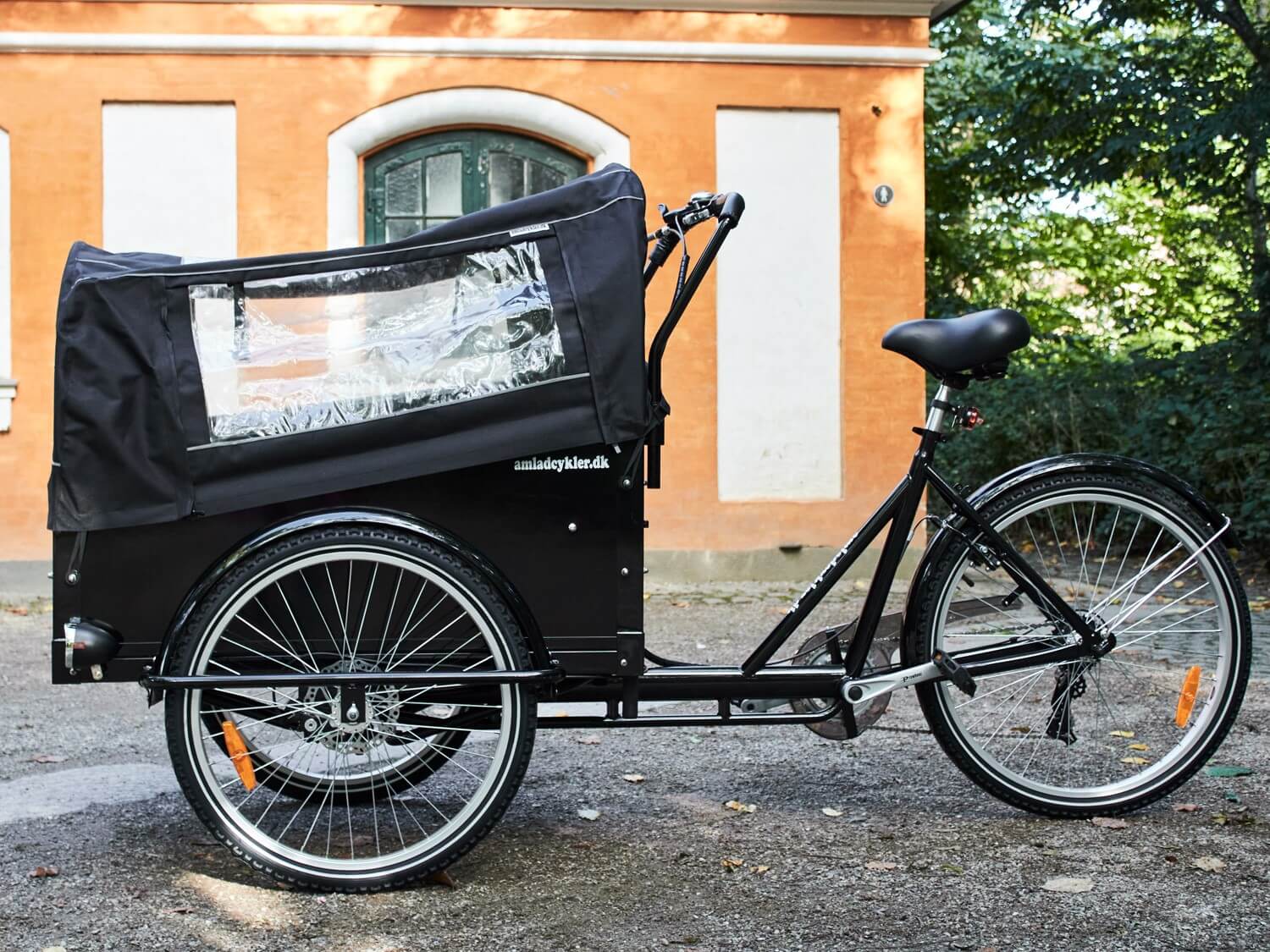 Transportfahrrad klassisch, Lastenfahrrad große Transportkiste für 2 Kinder inkl. Regenschutz