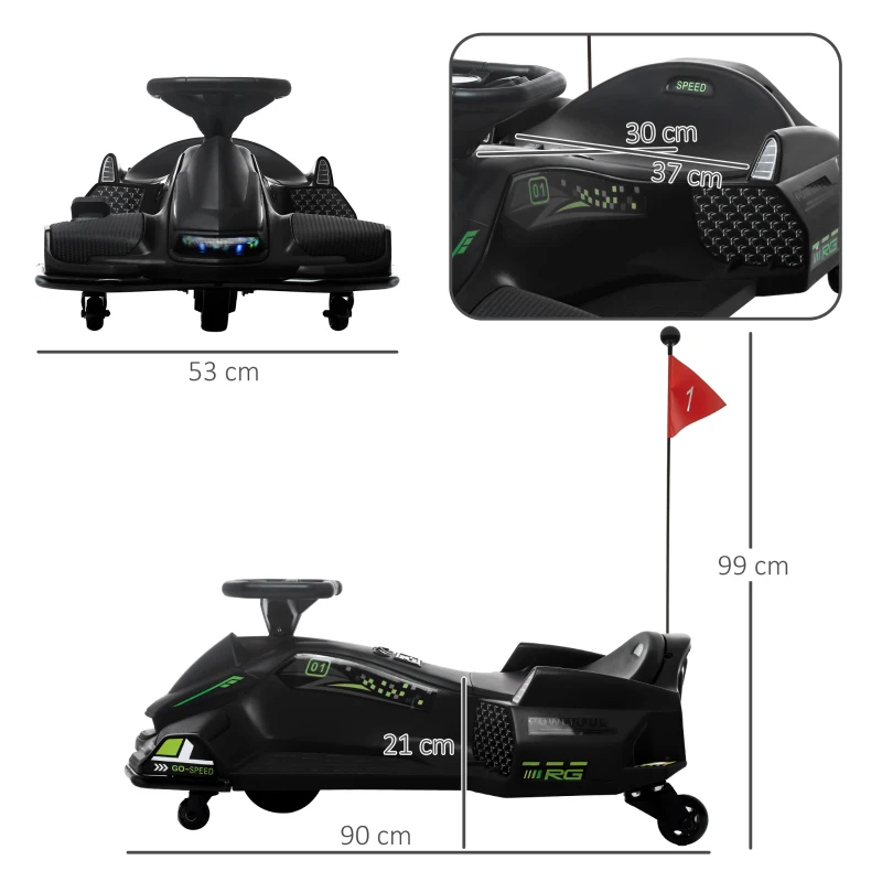HOMCOM Elektrisches Go-Kart mit Gummiräder bis 8 km/h, Elektro-Gokart