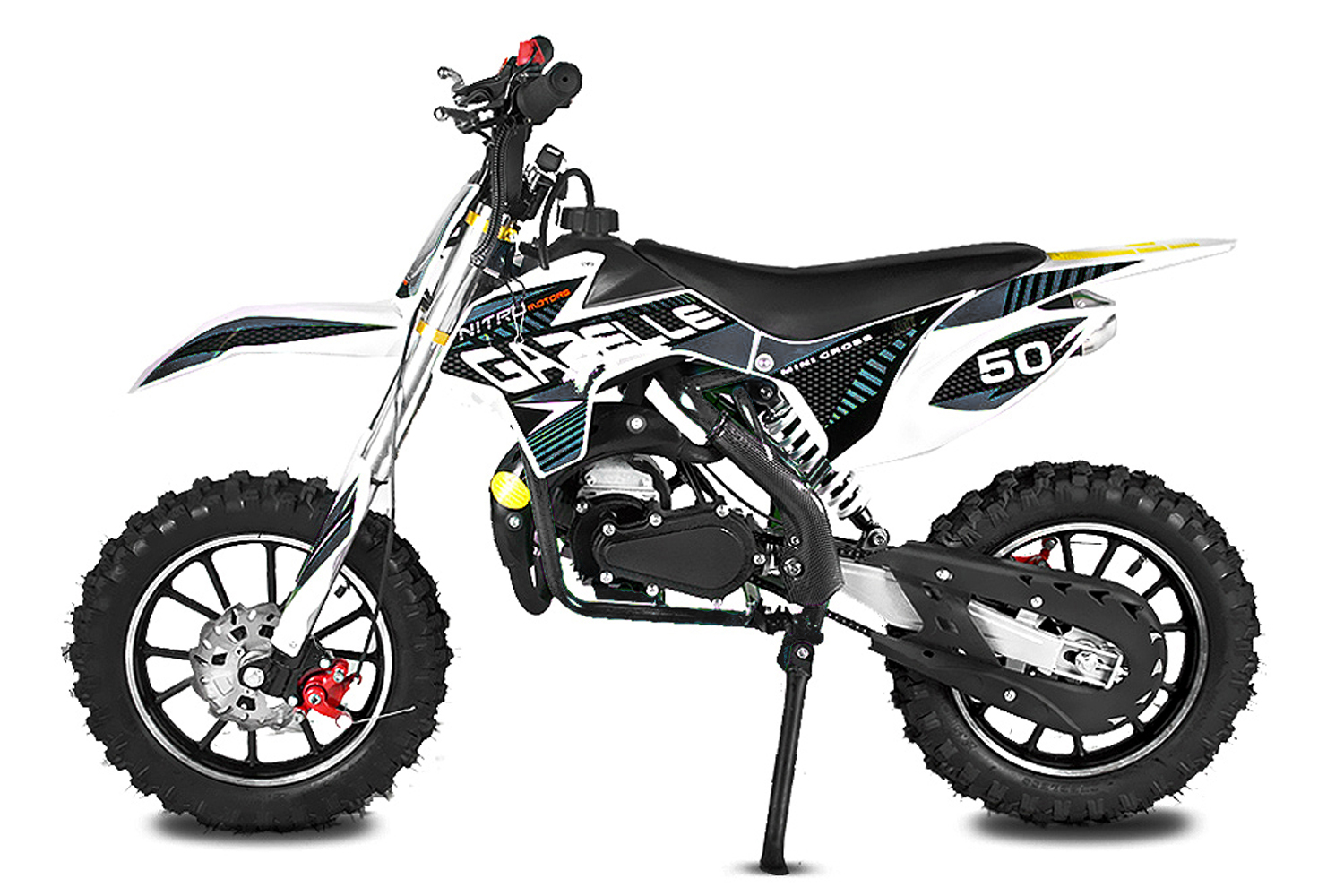 NITRO MOTORS 49cc mini Kinder Dirtbike Gazelle DLX 10 Zoll, Kinder Motorcross Bike, Crossbike E-Starter