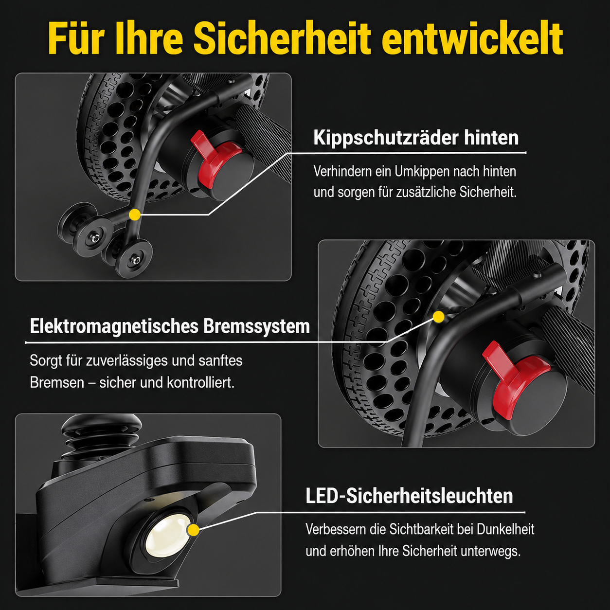 Elektrorollstuhl - Seniorenroller B10 mit Kopfstütze - elektrischer Mobilitätsroller E-Rollstuhl klappbar - Reichweite bis 48 km
