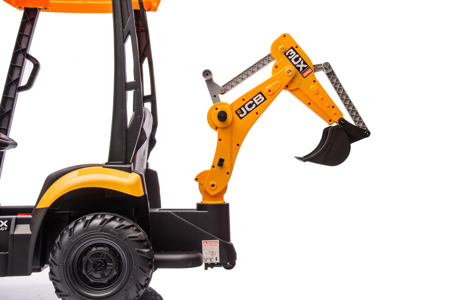 Elektro Kinderbagger - Elektrobagger JCB 4 mit 2 Schaufeln und Dach, Schaufelbagger, Elektro-Kinderfahrzeug, Kinder-Traktor, Bulldozer