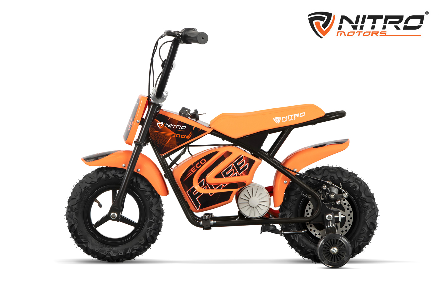 Elektro Kindermotorrad - 21 km/h Elektro-Bike Eco Flee 300 Watt, Elektro-Laufrad mit Stützrädern
