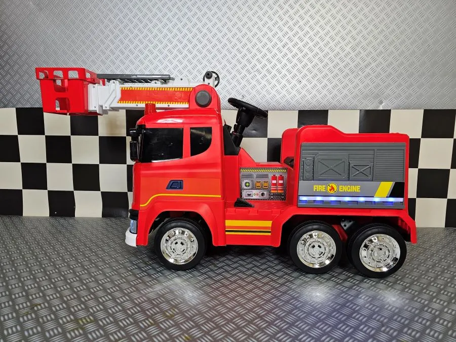 Elektro Kinderfahrzeug Feuerwehrauto Scania, Feuerwehr mit Wasserpistole und 4 Motoren, Allrad