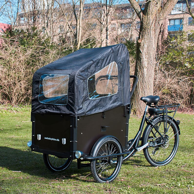 Ebike Transportfahrrad Ultimate Curve, Elektro Lastenfahrrad große Transportkiste für 4 Kinder inkl. Regenschutz
