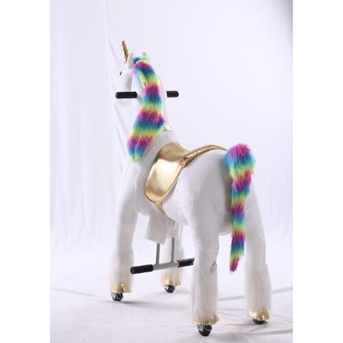 Pony Ride Einhorn für Kinder 3–6 Jahre – mechanisches Reitpferd mit Sattel - Schaukelpferd mit Rädern