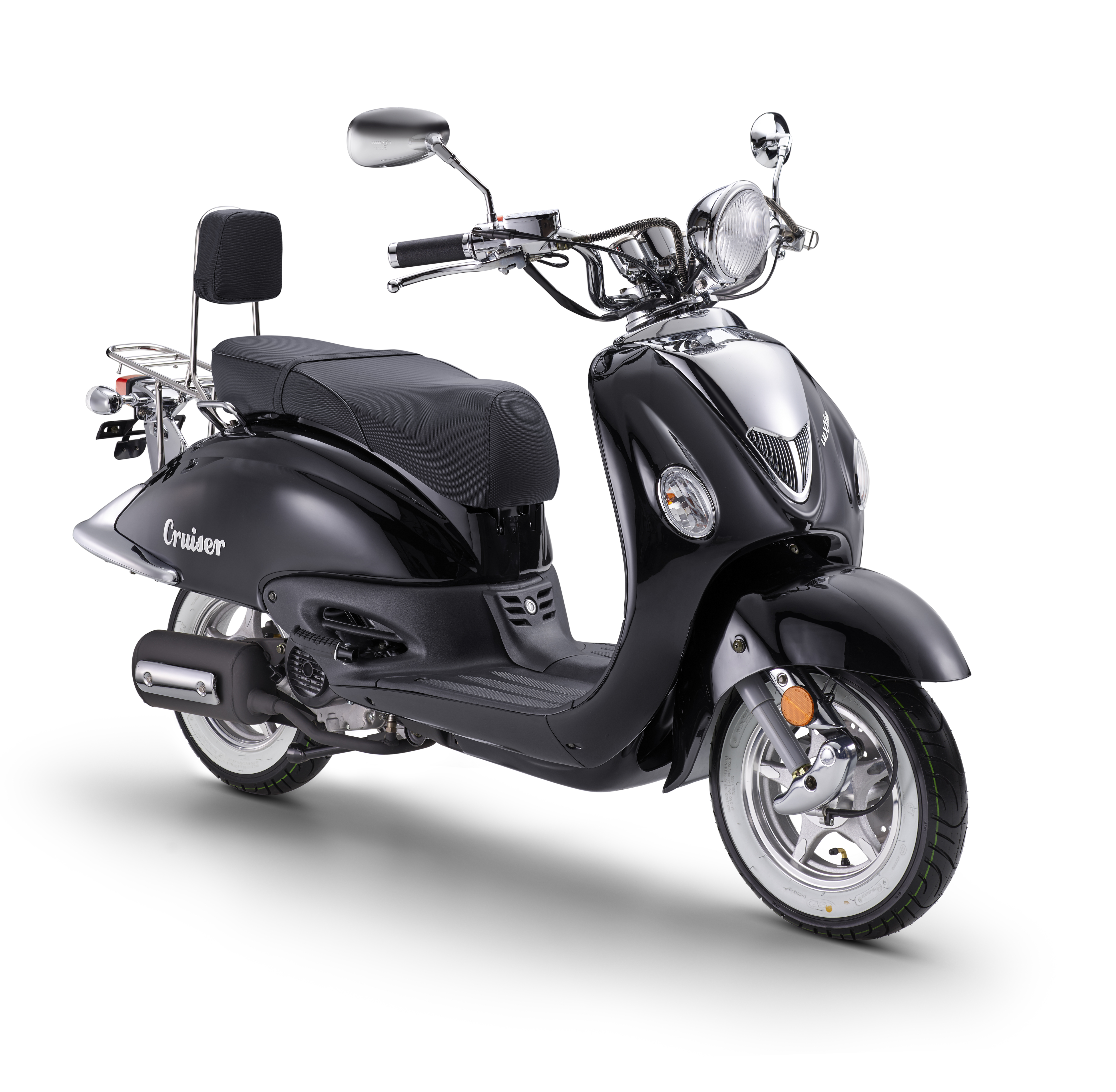 LuXXon Cruiser Benzin Motorroller 45 km/h, 50ccm Motor, 2,1 kW 1 Zylinder 4-Takt Benzinroller Chopper ab 15 Jahre