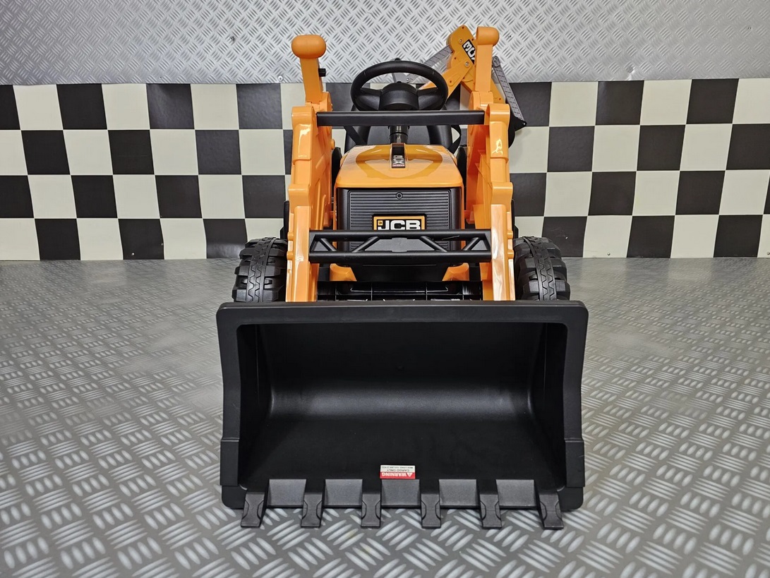 Elektro Kinderbagger - Elektrobagger JCB mit 2 Schaufeln, Schaufelbagger, Elektro-Kinderfahrzeug für die Baustelle, Kinder Elektrotraktor