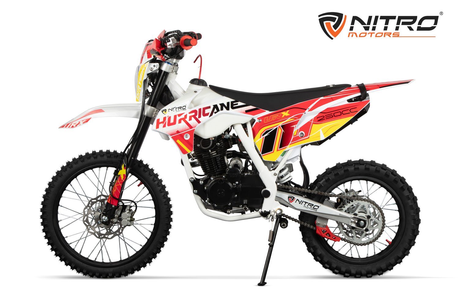 NITRO MOTORS 250cc Dirtbike Hurricane URX 19/16 5-Gang Kick und E-Start, Kinder Motorcross Bike, Benzinkinderbike