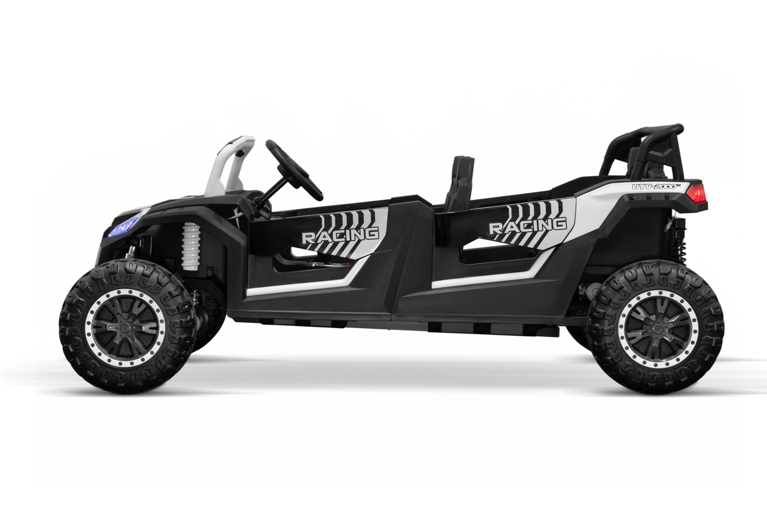 SUPER BIG XXL Elektrokinderauto 4-Sitzer 11 km/h, Kinderbuggy mit 4 Plätzen, 2x2-Sitzer Elektro Kinderfahrzeug, Elektro-Buggy für 4 Kinder