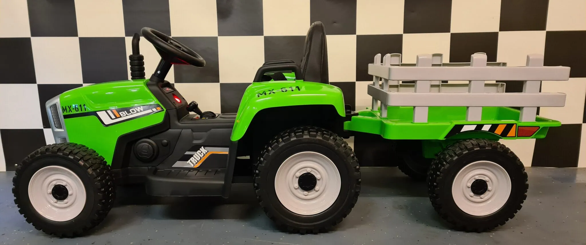 Elektro Kinderauto - Elektro Traktor mit Anhänger, Elektrotraktor für Kinder mit 2x25 Watt, Elektro Einsatzfahrzeug