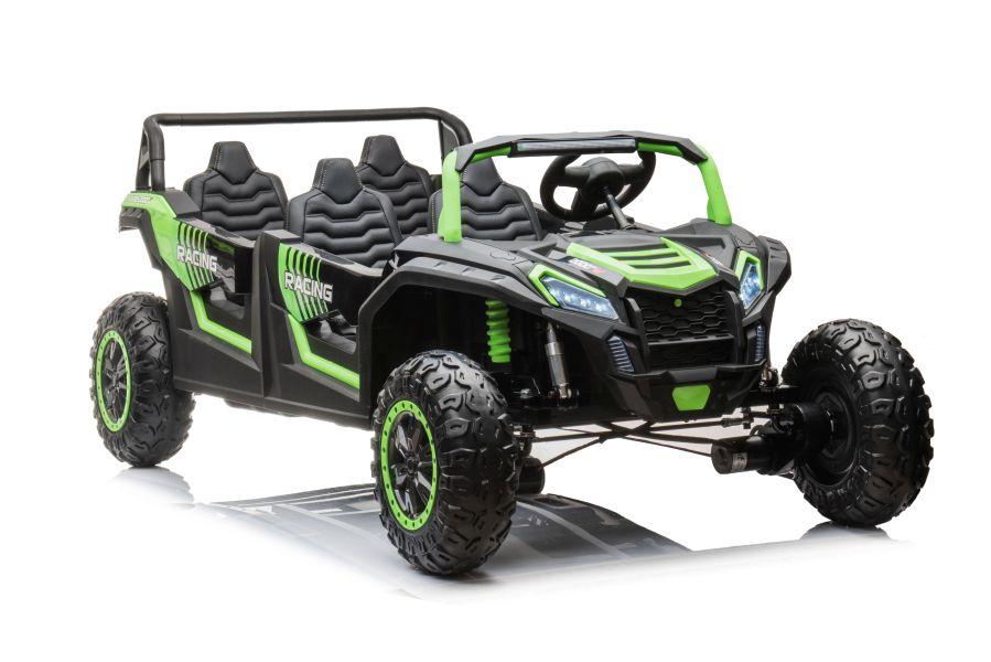 SUPER BIG XXL Elektrokinderauto 4-Sitzer 11 km/h, Kinderbuggy mit 4 Plätzen, 2x2-Sitzer Elektro Kinderfahrzeug, Elektro-Buggy für 4 Kinder