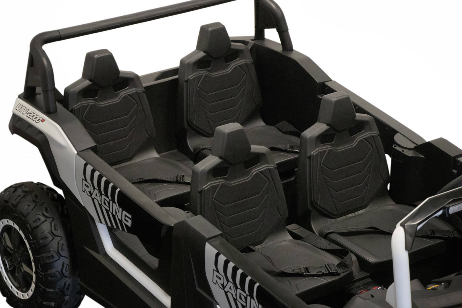 SUPER BIG XXL Elektrokinderauto 4-Sitzer 11 km/h, Kinderbuggy mit 4 Plätzen, 2x2-Sitzer Elektro Kinderfahrzeug, Elektro-Buggy für 4 Kinder