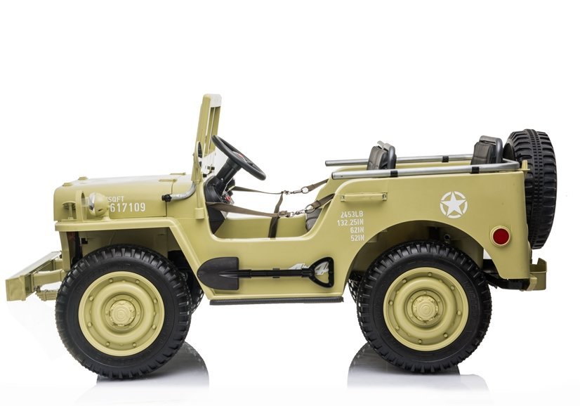 Für 3 Kinder Elektro-Kinderauto ARMY Jeep 4x4 - Kinderfahrzeug 3 Sitzer