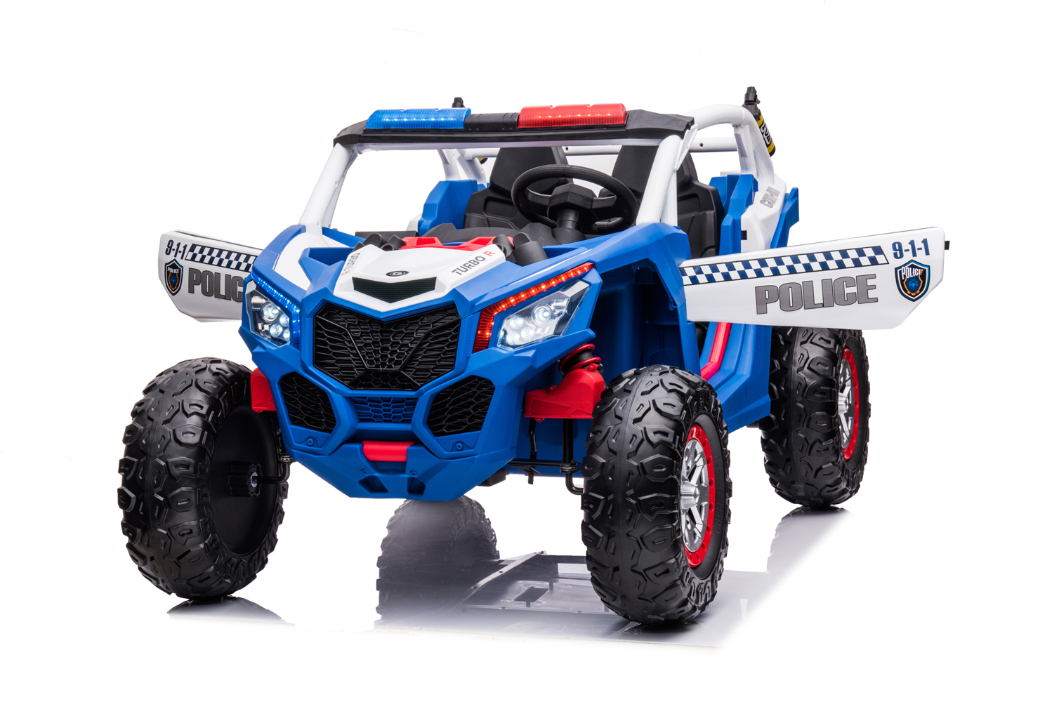 Kinder Elektroauto - Offroad Buggy Super Police UTV 2-Sitzer mit 2x200Watt, Elektrofahrzeug für Kinder